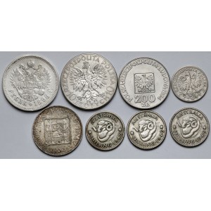 Polska i Europa, SREBRNE monety MIX (8szt)