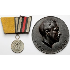 Niemcy, Medalion Adolf Hitler, szpanga i medal 1938 (3szt)