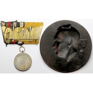 Niemcy, Medalion Adolf Hitler, szpanga i medal 1938 (3szt)