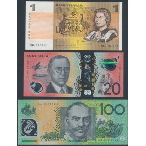 Australia, 1 - 100 Dollars 1983-2019 (3pcs)