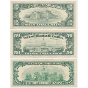 USA, 10 - 100 Dollars 1950-1990 (3pcs)