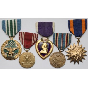 USA, Medale i odznaczenia - w tym Purpurowe Serce - zestaw (5szt)
