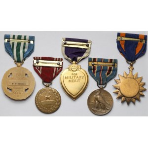 USA, Medale i odznaczenia - w tym Purpurowe Serce - zestaw (5szt)
