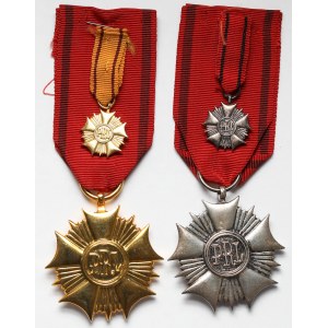 PRL, Order Sztandaru Pracy kl.I i II + miniatury - zestaw (2szt)