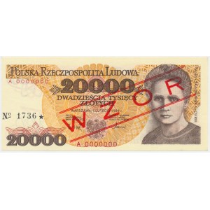 20.000 zł 1989 - WZÓR - A 0000000 - No.1736