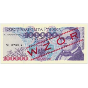 100.000 zł 1993 - WZÓR - A 0000000 - No.0263