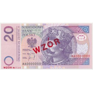 20 zł 1994 - WZÓR - AA 0000000 - Nr 736