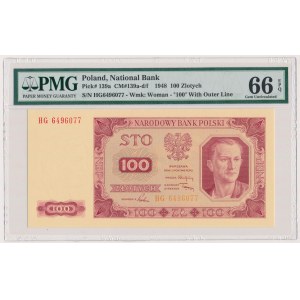 100 złotych 1948 - HG - prążkowany papier