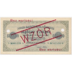 500.000 mkp 1923 - 6 cyfr - D - WZÓR - z perforacją