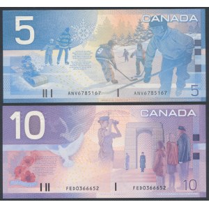 Canada, 5 Dollars 2002 & 10 Dollars 2001 (2pcs)
