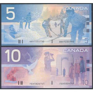 Canada, 5 Dollars 2002 & 10 Dollars 2001 (2pcs)