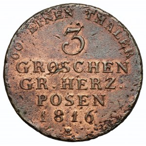 Wielkie Księstwo Poznańskie, 3 grosze 1816-B, Wrocław