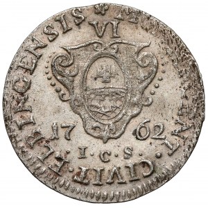 August III Sas, Szóstak Elbląg 1762 ICS - rzadki