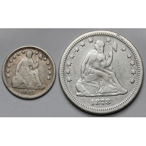 USA, 1/4 dolara 1878 i 1/2 dime 1857 - zestaw (2szt)