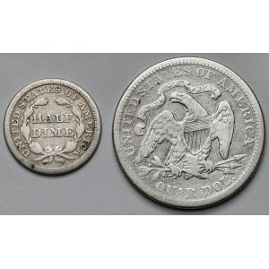 USA, 1/4 dolara 1878 i 1/2 dime 1857 - zestaw (2szt)