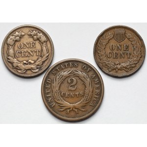 USA, 1-2 centy 1857-1903 - zestaw (3szt)