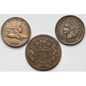 USA, 1-2 centy 1857-1903 - zestaw (3szt)