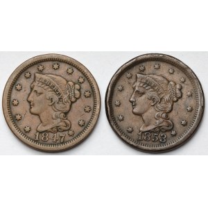 USA, Cent 1847 i 1853 - zestaw (2szt)