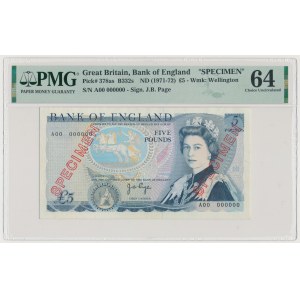Great Britain, SPECIMEN 5 Pounds ND (1971-72)