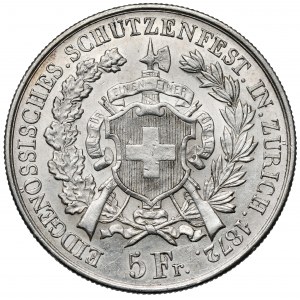 Szwajcaria, 5 franków 1872 - Festiwal strzelecki Zürich