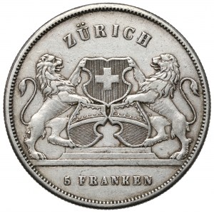 Szwajcaria, 5 franków 1859 - Festiwal strzelecki Zürich