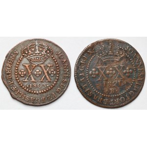 Brazylia, 20 reis 1803 i 1821 - zestaw (2szt)