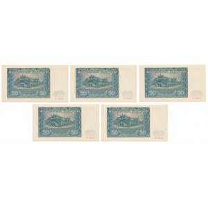 50 złotych 1941 - D - pakiet nieobiegowych, w tym 4 z kolejnymi numerami (5szt)