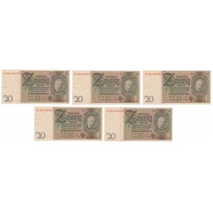 Germany, 20 Reichsmark 1929 (5pcs)