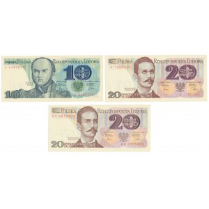 Zestaw 10 i 2x 20 zł 1982 - A i AA (3szt)