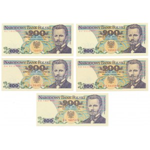 200 zł 1982-1988 - zestaw (5szt)