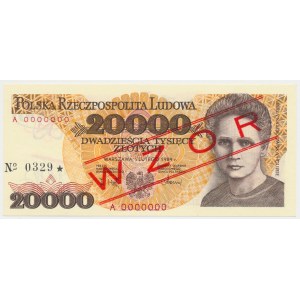 20.000 zł 1989 - WZÓR - A 0000000 - No.0329