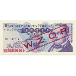 100.000 zł 1993 - WZÓR - A 0000000 - No.0375