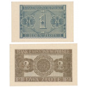 1 i 2 złote 1941 - AE - zestaw (2szt)