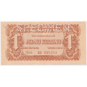 Czechoslovakia, SPECIMEN 1 Koruna 1944