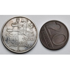 Sztandar 5 złotych 1930 i 20 złotych 1986 (skrętka) - zestaw (2szt)