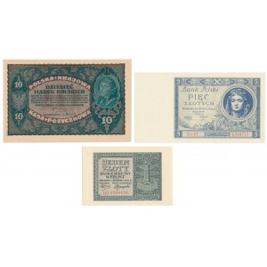 Zestaw banknotów polskich 1919-1941 (3szt)