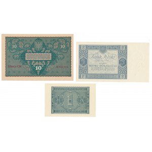 Zestaw banknotów polskich 1919-1941 (3szt)