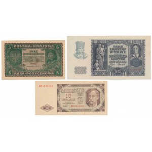 Zestaw ładnych banknotów 1919-1948 (3szt)