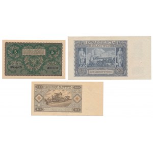 Zestaw ładnych banknotów 1919-1948 (3szt)
