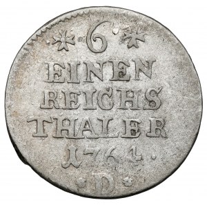 Prusy, Friedrich II, 1/6 talara 1764-D, Aurich