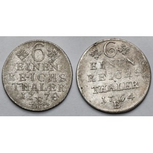 Śląsk, Fryderyk II Wielki, 1/6 talara 1764-1778, Wrocław i Królewiec (2szt)