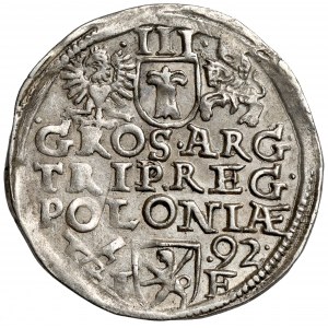 Zygmunt III Waza, Trojak Poznań 1592 - data z prawej