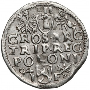 Zygmunt III Waza, Trojak Poznań 1594 - wydłużona / listki
