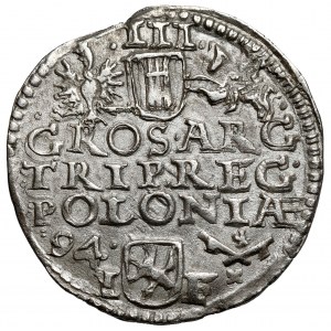 Zygmunt III Waza, Trojak Poznań 1594 - szeroka / listki
