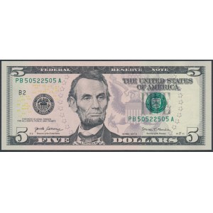 USA, 5 Dollars 2017 - 50522505 - radar number