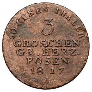 Wielkie Księstwo Poznańskie, 3 grosze 1817-A, Berlin - rzadkie