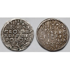 Zygmunt III Waza, Trojaki Poznań 1592 i 1594 - zestaw (2szt)