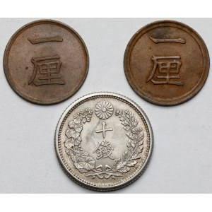 Japonia, 10 sen (1873-1906) i 1 rin (1873-1892) - zestaw (3szt)