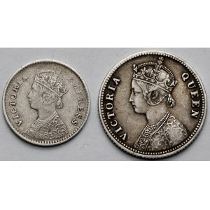 Indie brytyjskie, 1/4 rupii 1876 i 2 annas 1900 - zestaw (2szt)