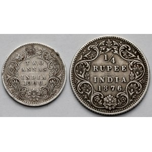 Indie brytyjskie, 1/4 rupii 1876 i 2 annas 1900 - zestaw (2szt)